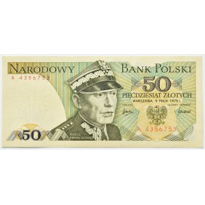 People's Republic of Poland, Gen. K. Swierczewski, 50 zloty 1975, series A, LESS AVAILABLE (L3)
