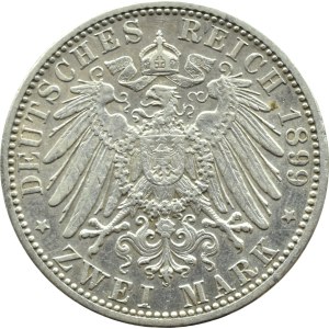 Niemcy, Bawaria, Otto, 2 marki 1899 D, Monachium