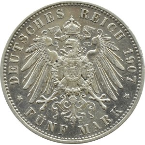 Nemecko, Bavorsko, Otto, 5 mariek 1907 D, Mníchov