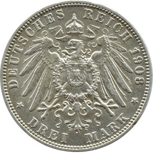 Niemcy, Hamburg, 3 marki 1908 J, Hamburg