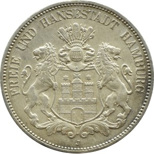 Germany, Hamburg, 5 marks 1908 J, Hamburg