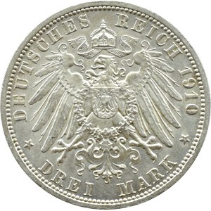 Germany, Prussia, Wilhelm II, 3 marks 1910 A, Berlin BEAUTIFUL