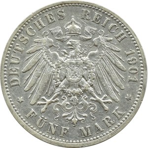 Germany, Prussia, Wilhelm II, 5 marks 1901 A, Berlin