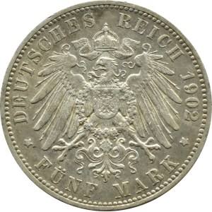Germany, Prussia, Wilhelm II, 5 marks 1902 A, Berlin