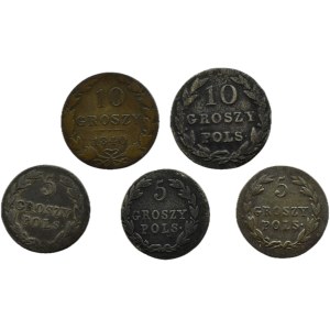 Aleksander I/Mikołaj I, zestaw 5-10 groszy 1819-1840, Warszawa