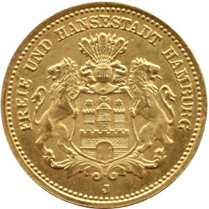 Germany, Hamburg, 5 marks 1877 J, Hamburg