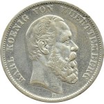 Germany, Württemberg, Charles, 5 marks 1875 F, Stuttgart