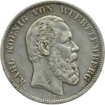 Germany, Württemberg, Charles, 5 marks 1876 F, Stuttgart