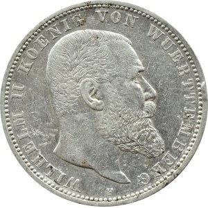 Germany, Württemberg, Wilhelm II, 5 marks 1901 F, Stuttgart
