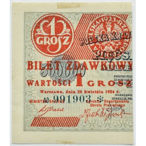 II RP, 1 penny passe 1924, moitié gauche, série AD