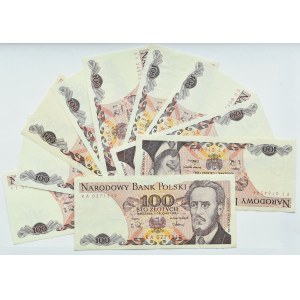 People's Republic of Poland, l. Waryński, lot of 10 100 gold pieces 1988