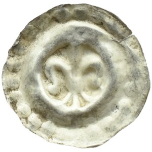 Pomorze, Dymin, brakteat (1250-1325), Lilia przewiązana, zakończona kulkami