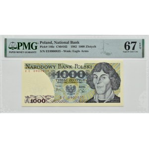 People's Republic of Poland, M. Copernicus, 1000 gold 1982, EE series, PMG 67 EPQ