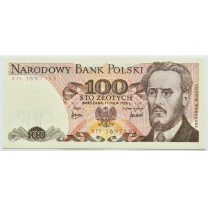 PRL, L. Waryński, 100 złotych 1976, seria AM, UNC
