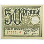 Free City of Danzig, 50 fenig (pfennig) 1919, green color, BEAUTIFUL