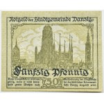 Free City of Danzig, 50 fenig (pfennig) 1919, green color, BEAUTIFUL