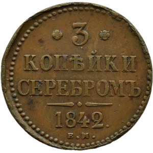 Russia, Nicholas I, 3 kopecks silver 1842 E.M., Yekaterinburg