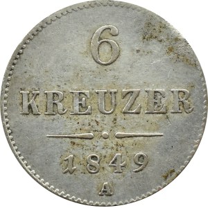 Austria, Franz Joseph I, 6 krajcars 1849 A, Vienna