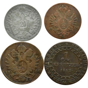 Austria, Franciszek II, Franciszek Józef I, lot 4 monet, Wiedeń
