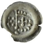 Teutonic Order, broad brakteat (1236-1248), arm with pennant and 5 balls on the left side, Torun