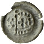 Teutonic Order, broad brakteat (1236-1248), arm with pennant and 5 balls on the left side, Torun
