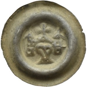 Silesia, wide brakteat, Eagle's head in the gate of the building