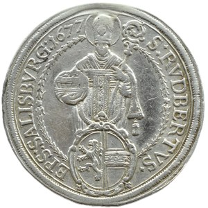Austria, Salzburg, Maximilian Gandolf graf Kuenburg, thaler 1677