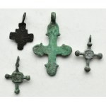 Kyiv Rus X-XIII century, set of 4 bronze crosses (3).