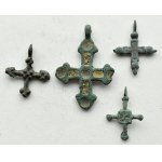 Kyiv Rus X-XIII century, set of 4 bronze crosses (6).