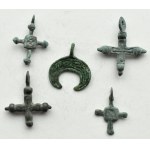 Kyiv Rus X-XIII century, set of 4 crosses + lunula (8).