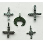 Kyiv Rus X-XIII century, set of 4 crosses + lunula (8).
