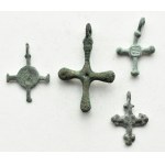 Kyiv Rus X-XIII century, set of 4 bronze crosses (9).