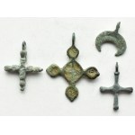 Kyiv Rus X-XIII century, set of 3 bronze crosses + lunula (10).