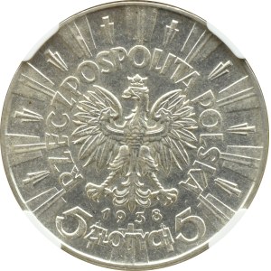 II RP, Józef Piłsudski, 5 zloty 1938, Warsaw, NGC MS60