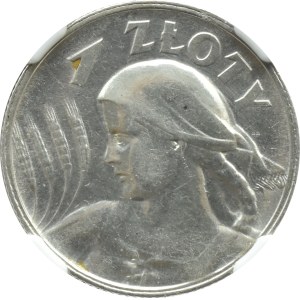 Second Republic, Spikes, 1 zloty 1925, London, NGC AU Details