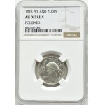 Second Republic, Spikes, 1 zloty 1925, London, NGC AU Details