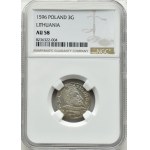 Sigismund III Vasa, trojak 1596, Vilnius, CHALECKI and the Lion pierced by hooks, NGC AU58