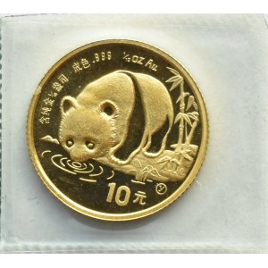 Chiny, 10 Yuan 1987, Panda, 1/10 uncji, zafoliowana, UNC