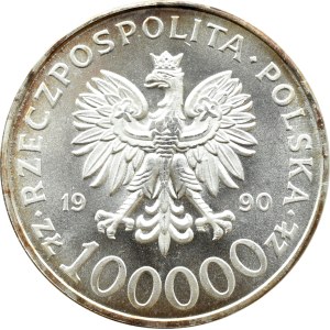 III RP, Solidarity (A), 100000 gold 1990, type A, Warsaw, BEAUTIFUL!