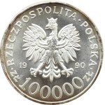 III RP, Solidarity (A), 100000 gold 1990, type A, Warsaw, BEAUTIFUL!