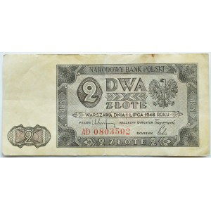 RP, 2 zloty 1948, AD series, Warsaw