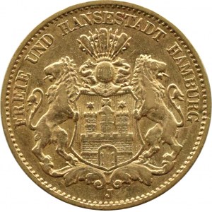 Germany, Hamburg, 10 marks 1876 J, Hamburg VERY RARE