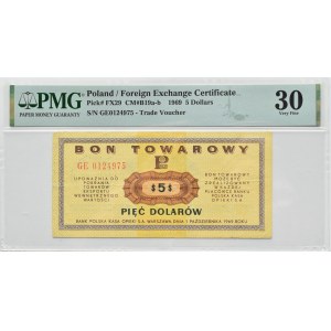 PeWeX, $5 1969, GE series, PMG 30, RARE
