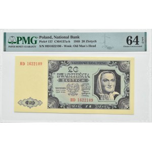 RP, 20 zloty 1948, HD series, Warsaw, PMG 64 EPQ