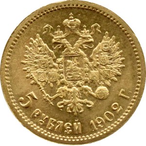 Russia, Nicholas II, 5 rubles 1902 AP, St. Petersburg, UNC