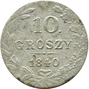 Mikolaj I, 10 groszy 1840 MW, Varsovie CROPS AFTER NOMINAL
