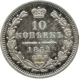 Russland, Nikolaus I., 10 Kopeken 1852 PA, St. Petersburg