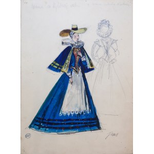 Jan Szancer (1902 - 1973), Panna w niebieskiej sukni - projekt stroju