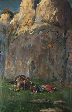 Jerzy Kossak (1886 Kraków - 1955 tamże), Upadek, 1929 r.