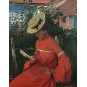 Stanislaw Kuczborski (1881-1971), Woman in a red dress